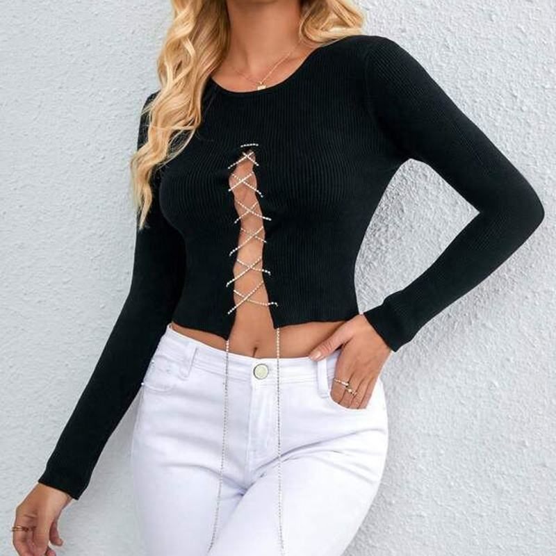 Кроп-топ Y2K с цепочкой, артикул NVG-8985
